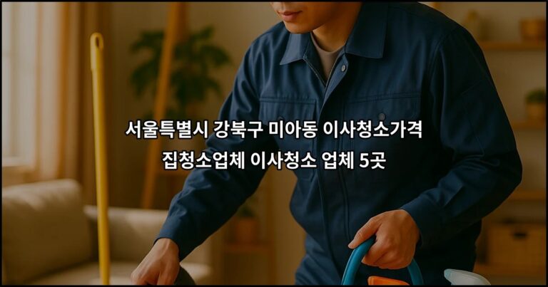 서울특별시 강북구 미아동 이사청소가격 집청소업체 이사청소 업체 5곳